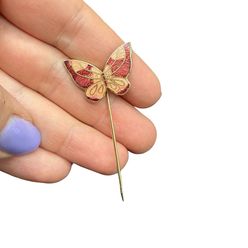 Vintage Jewelry Enamel  Butterfly Stick Pin